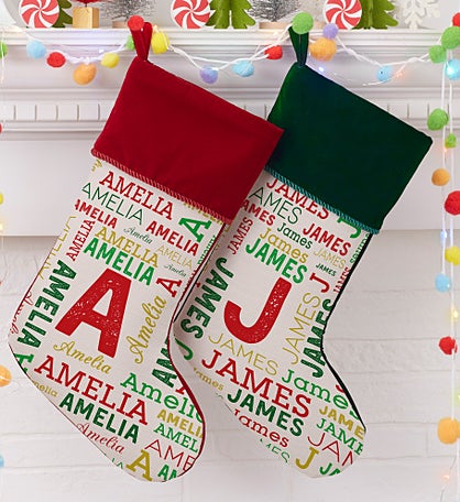 Repeating Name Personalized Christmas Stockings