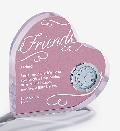 Friends Forever Personalized Colored Heart Clock