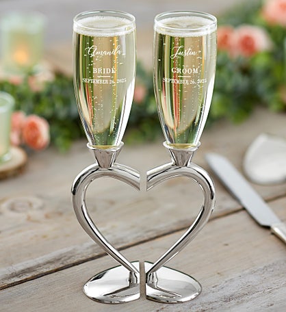 Connected Hearts Personalized Wedding Flute Set