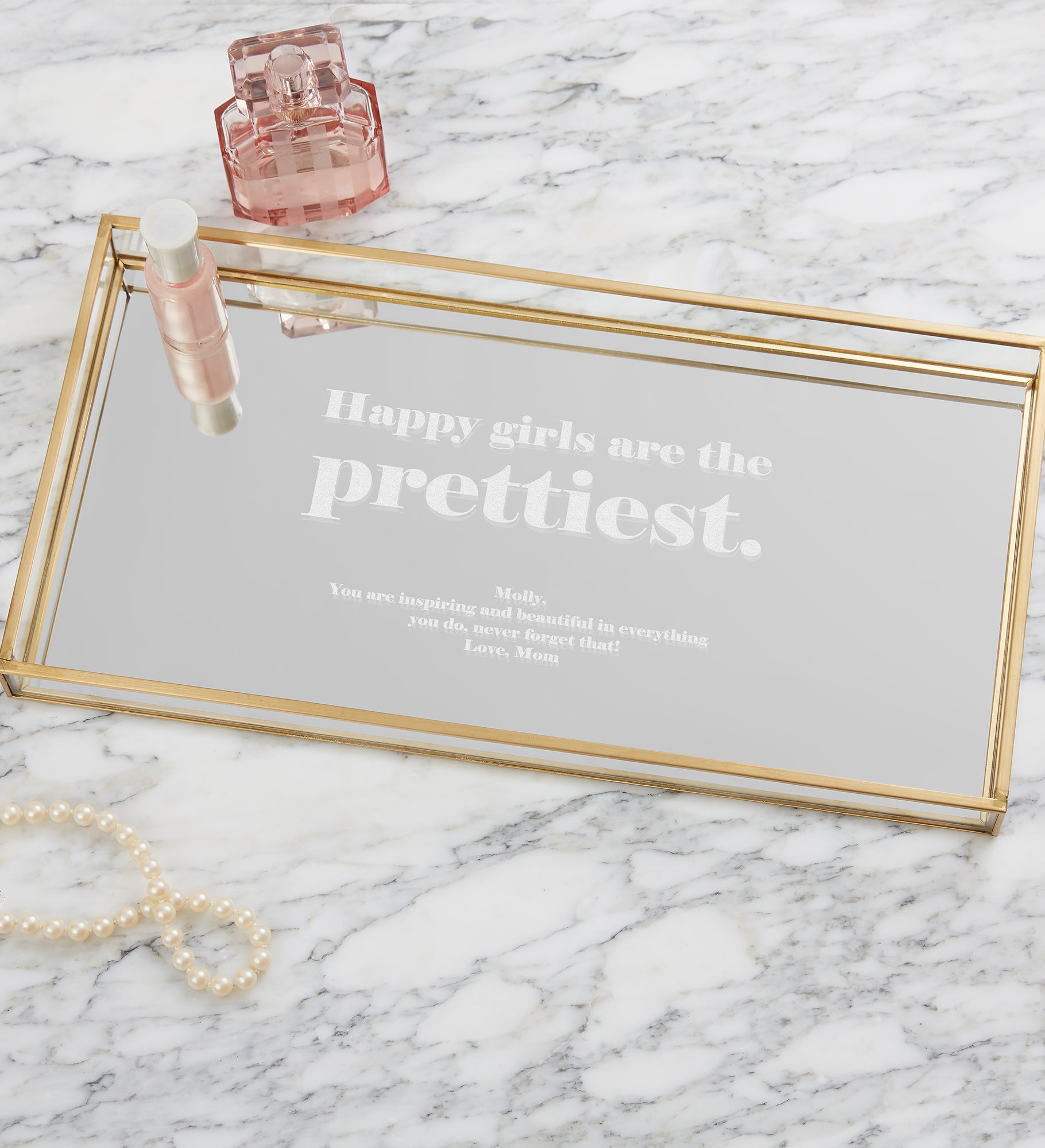Inspirational Beauty Personalized Mirrored Vanity Tray