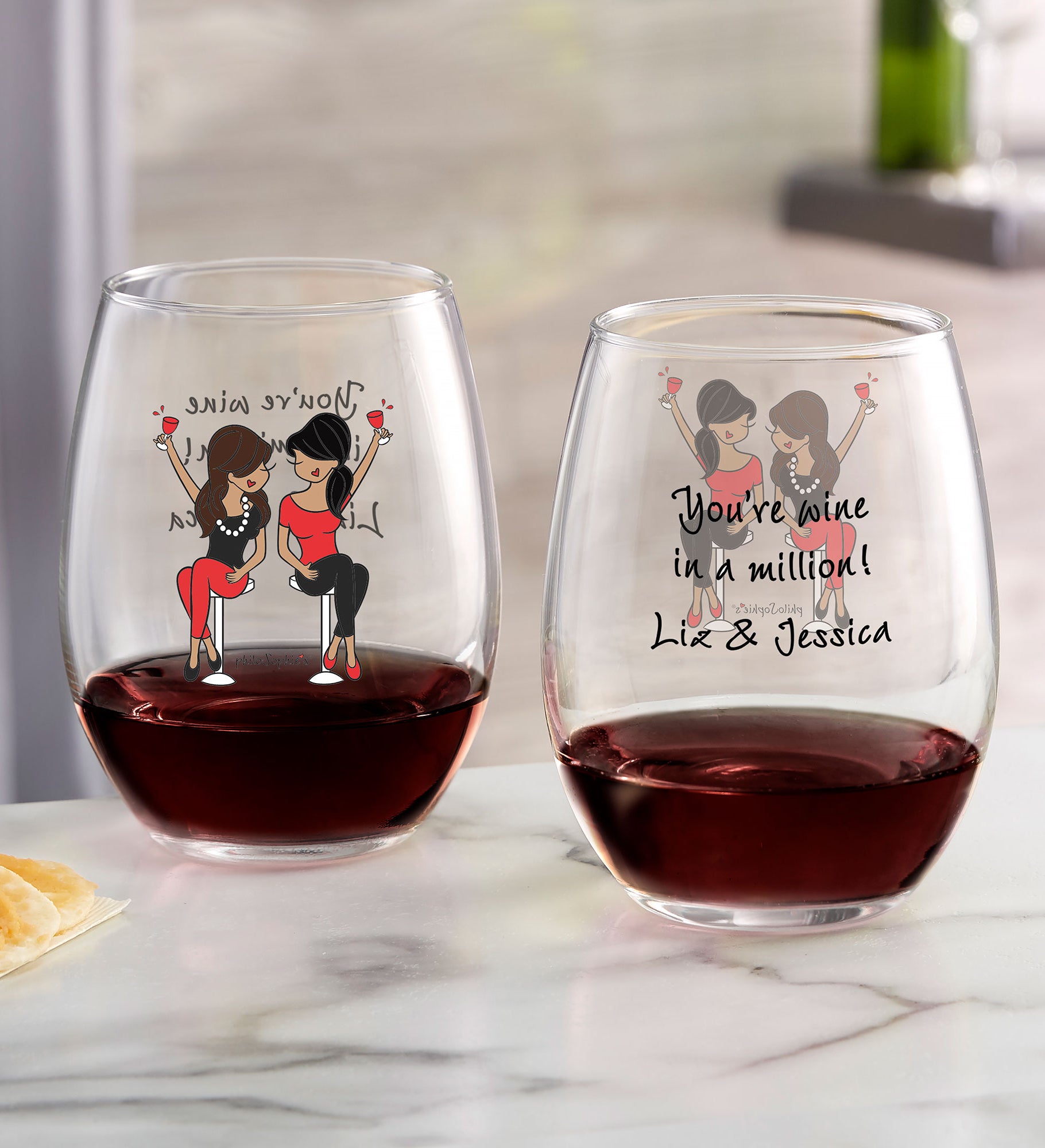 Best Friend Wine Lover philoSophie's® Personalized Wine Glasses