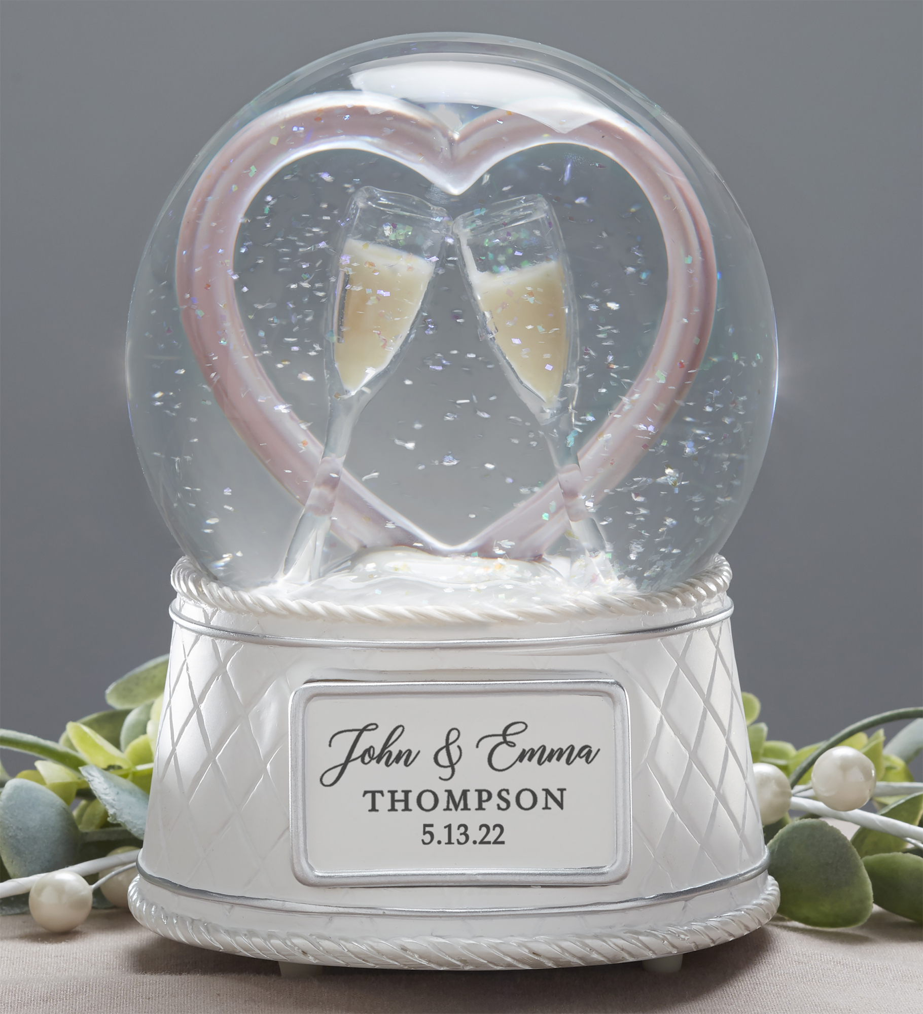 Wedding Personalized Musical & Light Up Snow Globe