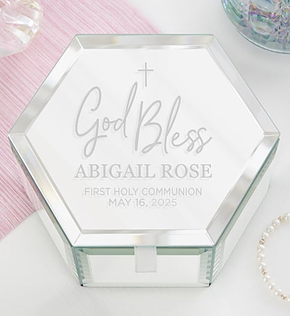 God Bless Personalized Mirrored Jewelry Box