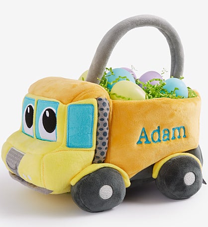 Construction Truck Embroidered Plush Easter Basket