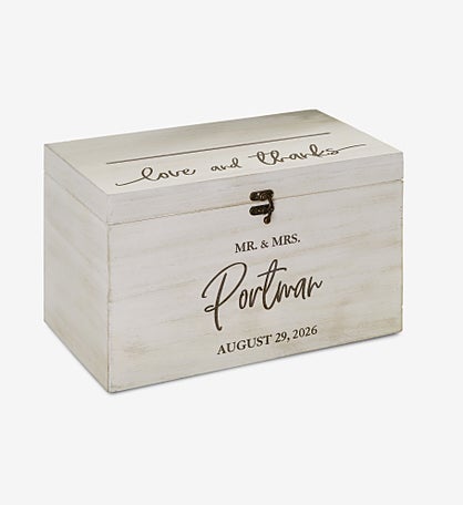 Classic Elegance Personalized Wooden Wedding Keepsake Card Box