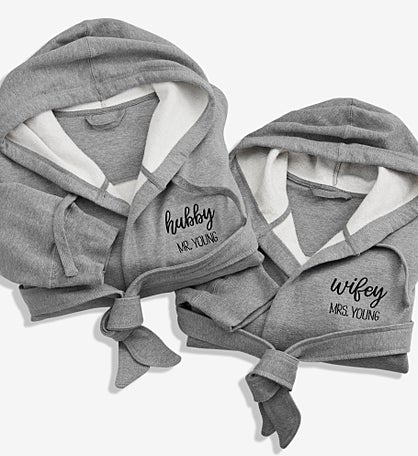 Wifey & Hubby Personalized Sweatshirt Robe
