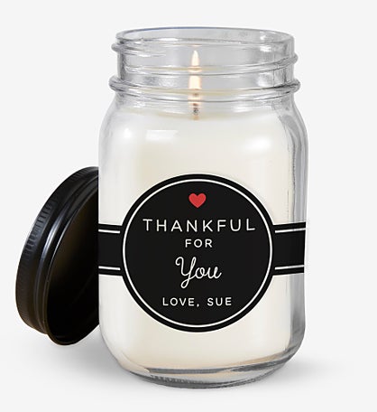 Thankful For Personalized Farmhouse Candle Jar