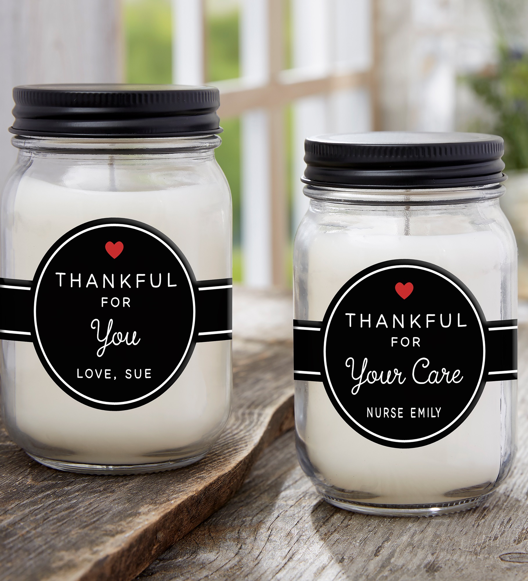Thankful For Personalized Farmhouse Candle Jar