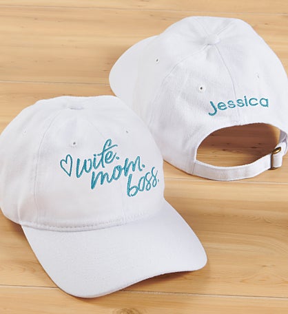 Wife. Mom. Boss. Personalized Baseball Cap