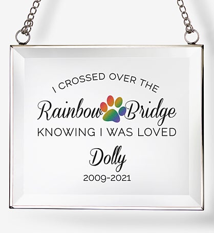 Rainbow Bridge Pet Memorial Personalized Glass Suncatcher
