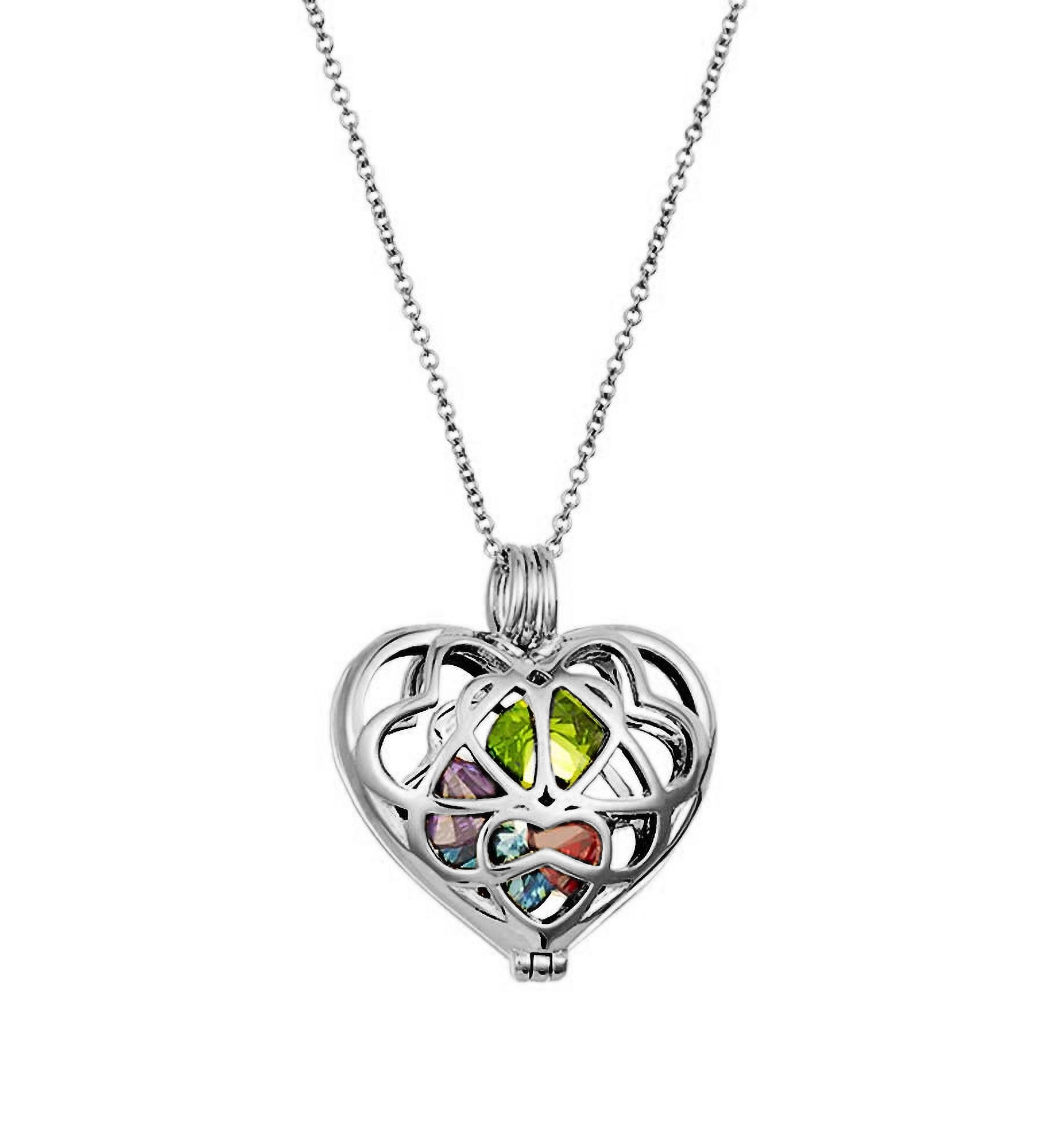 Personalized Interlocking Hearts with Birthstone Locket