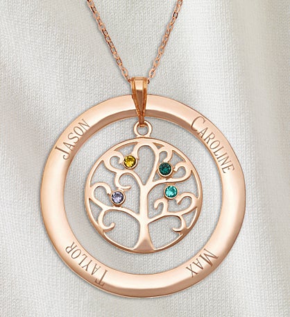 Family Tree Personalized Birthstone Necklace