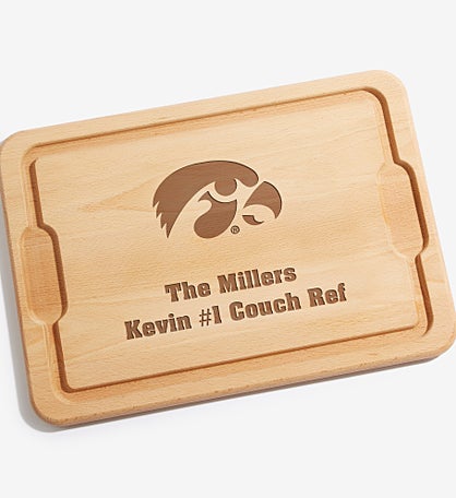 NCAA Iowa Hawkeyes Personalized Hardwood Cutting Board
