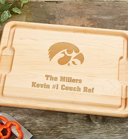NCAA Iowa Hawkeyes Personalized Maple Cutting Board