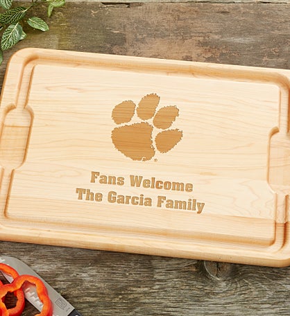 NCAA Clemson Tigers Personalized Maple Cutting Board