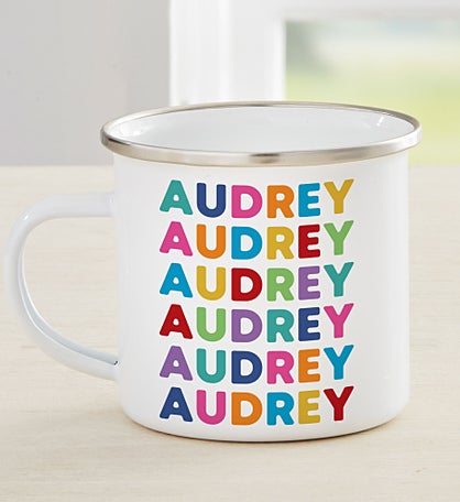 Vibrant Name Personalized Kids Enamel Mug