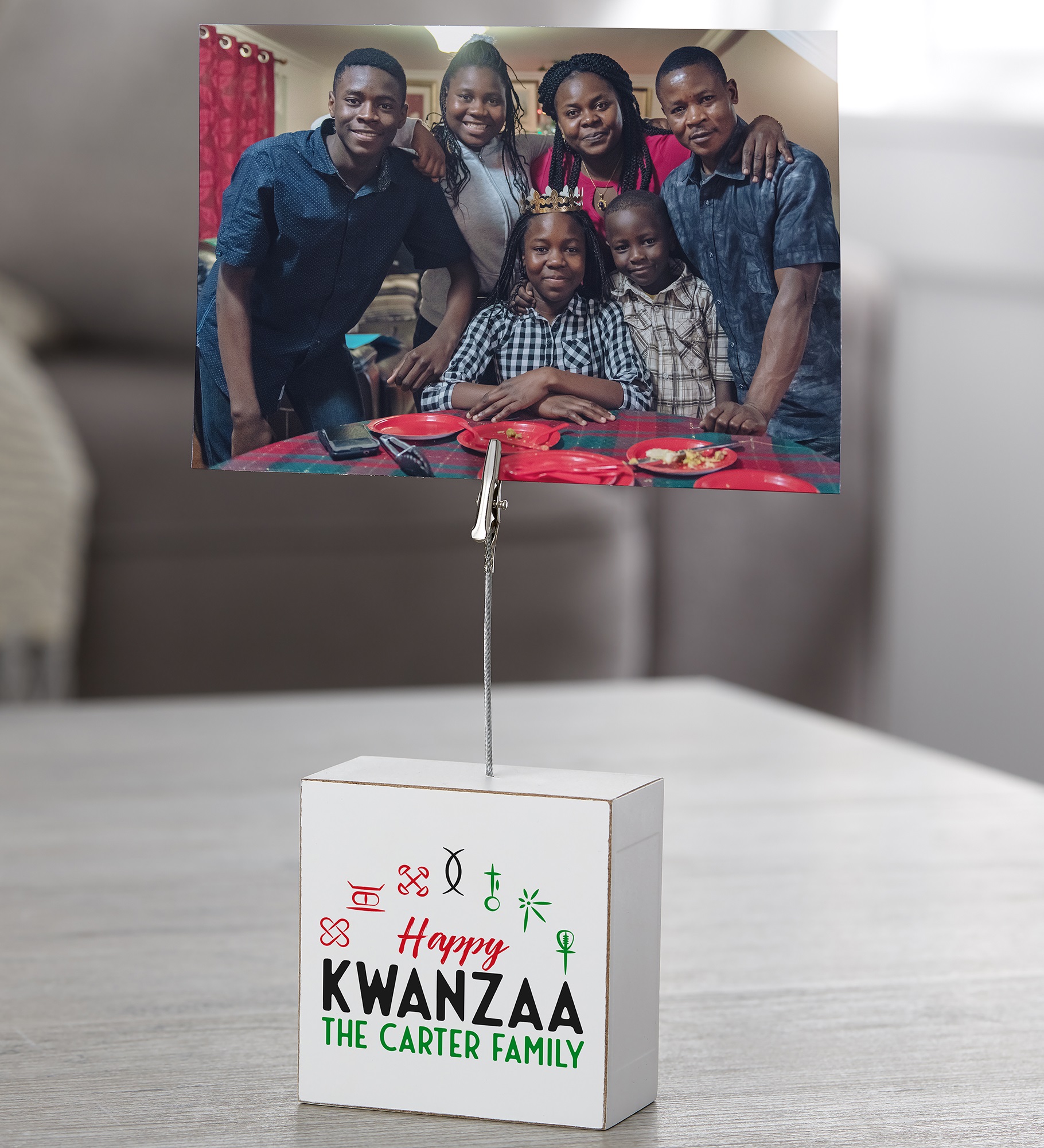 Kwanzaa Personalized Photo Clip Holder Block 