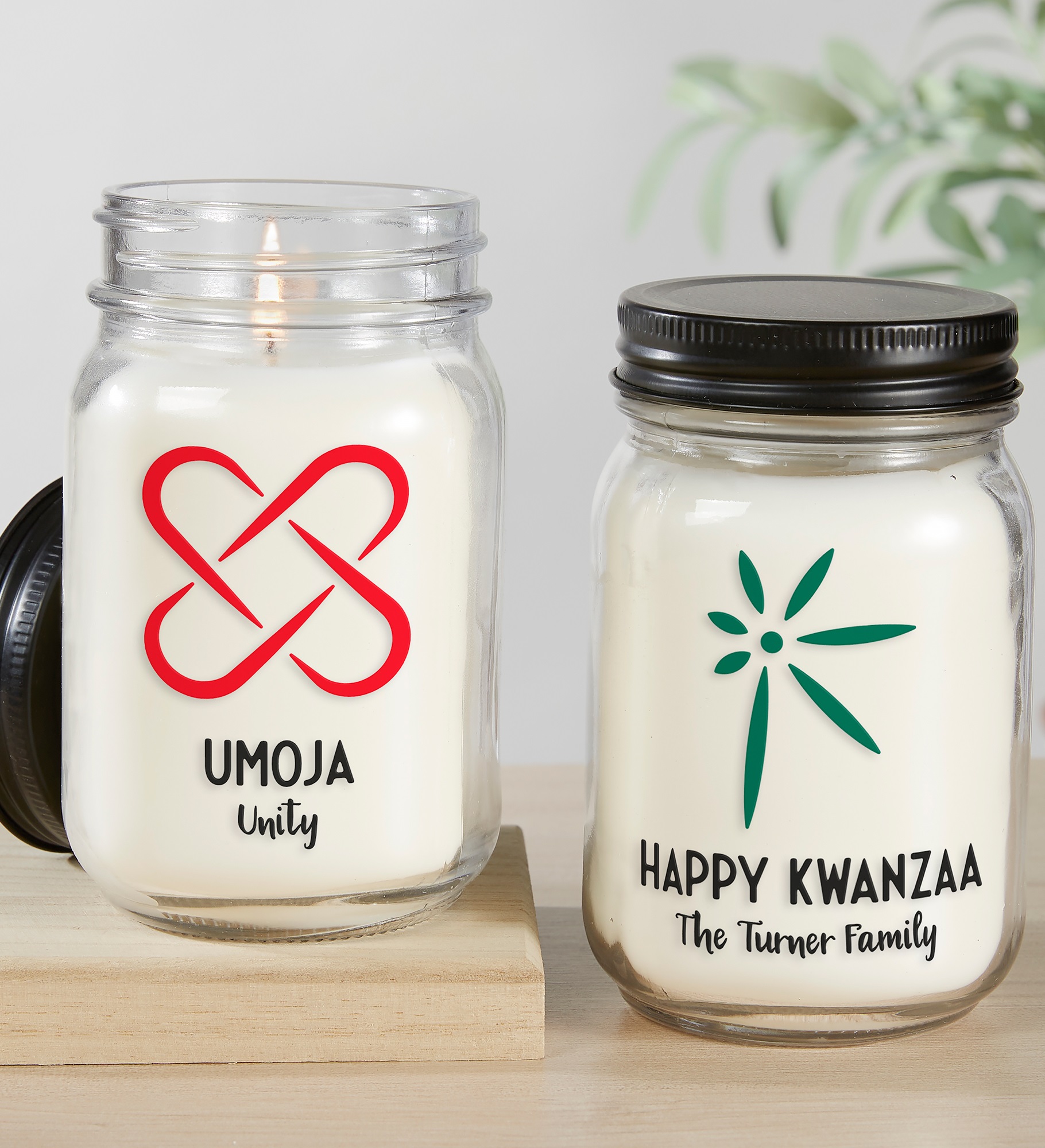 Kwanzaa Icons Personalized Farmhouse Candle Jar