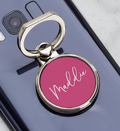 Trendy Script Personalized Phone Ring Holder