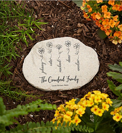 Garden Of Love Personalized Round Garden Stones