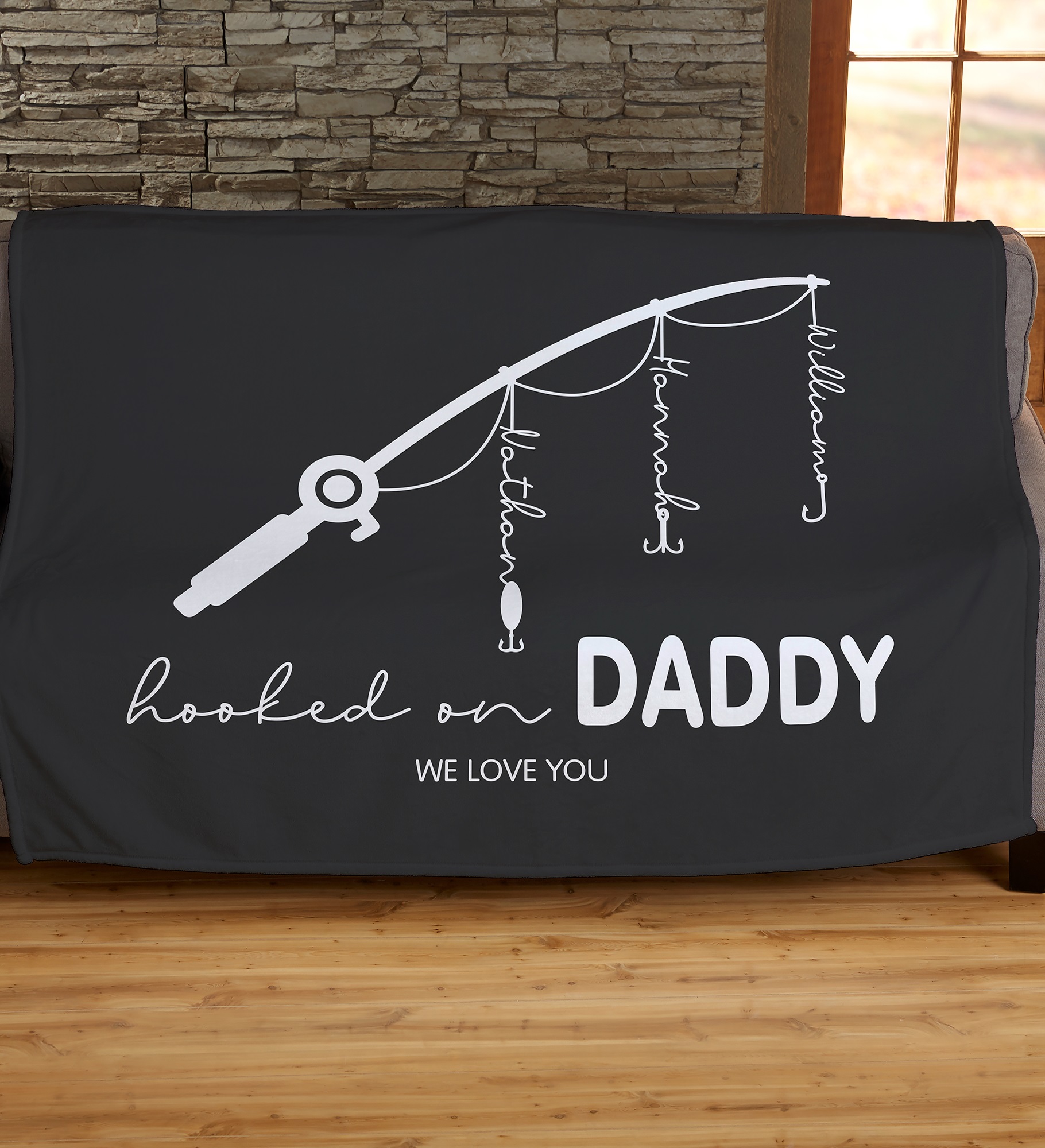 Hooked On Dad Personalized Blanket
