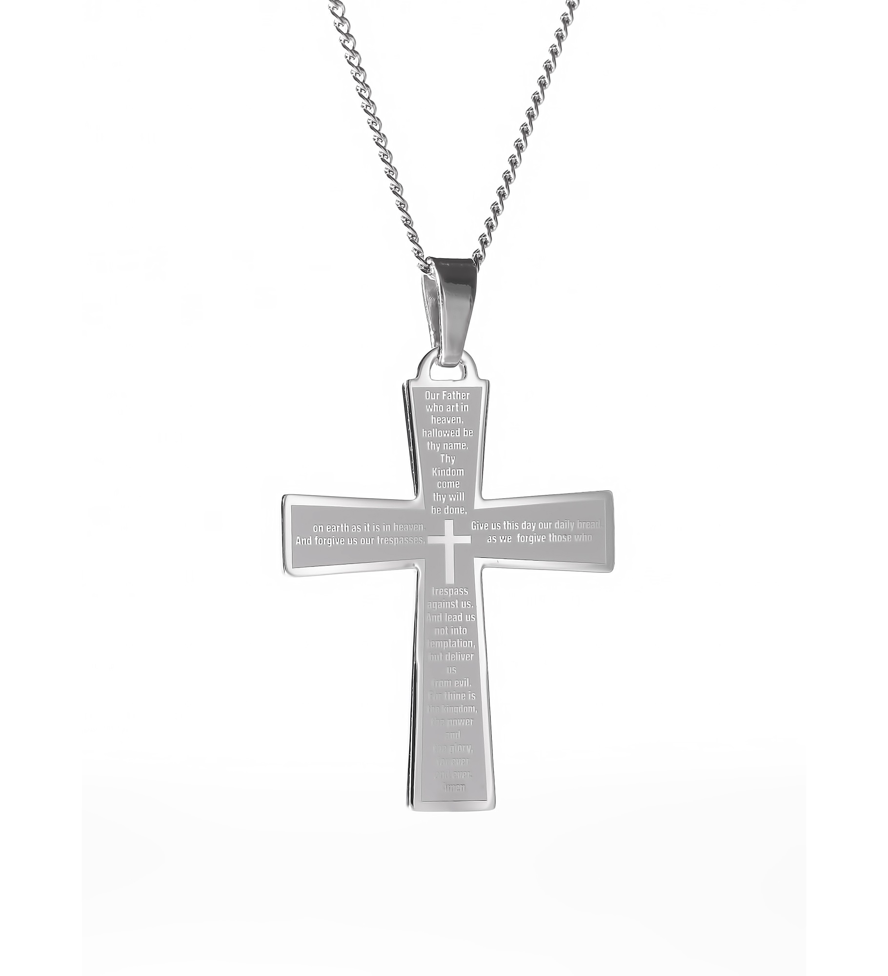 Engravable Lord's Prayer Cross Necklace