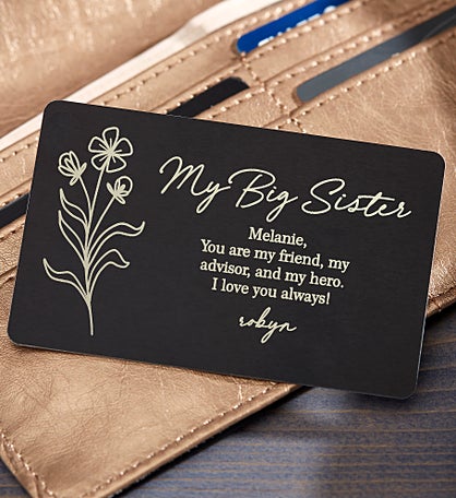 My Sister Personalized Metal Wallet Card