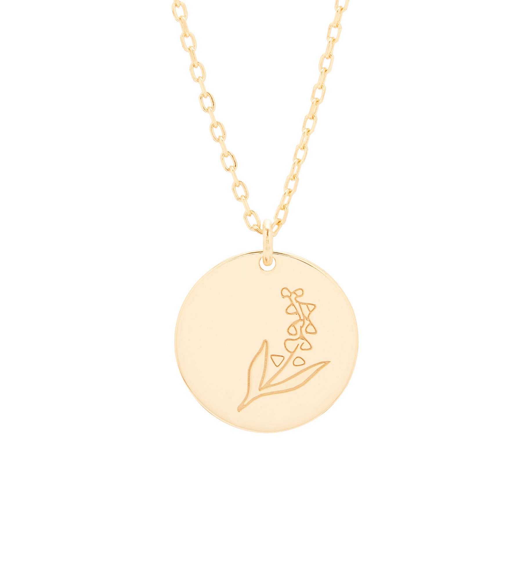 May Birth Flower Lily of the Valley Gold Pendant