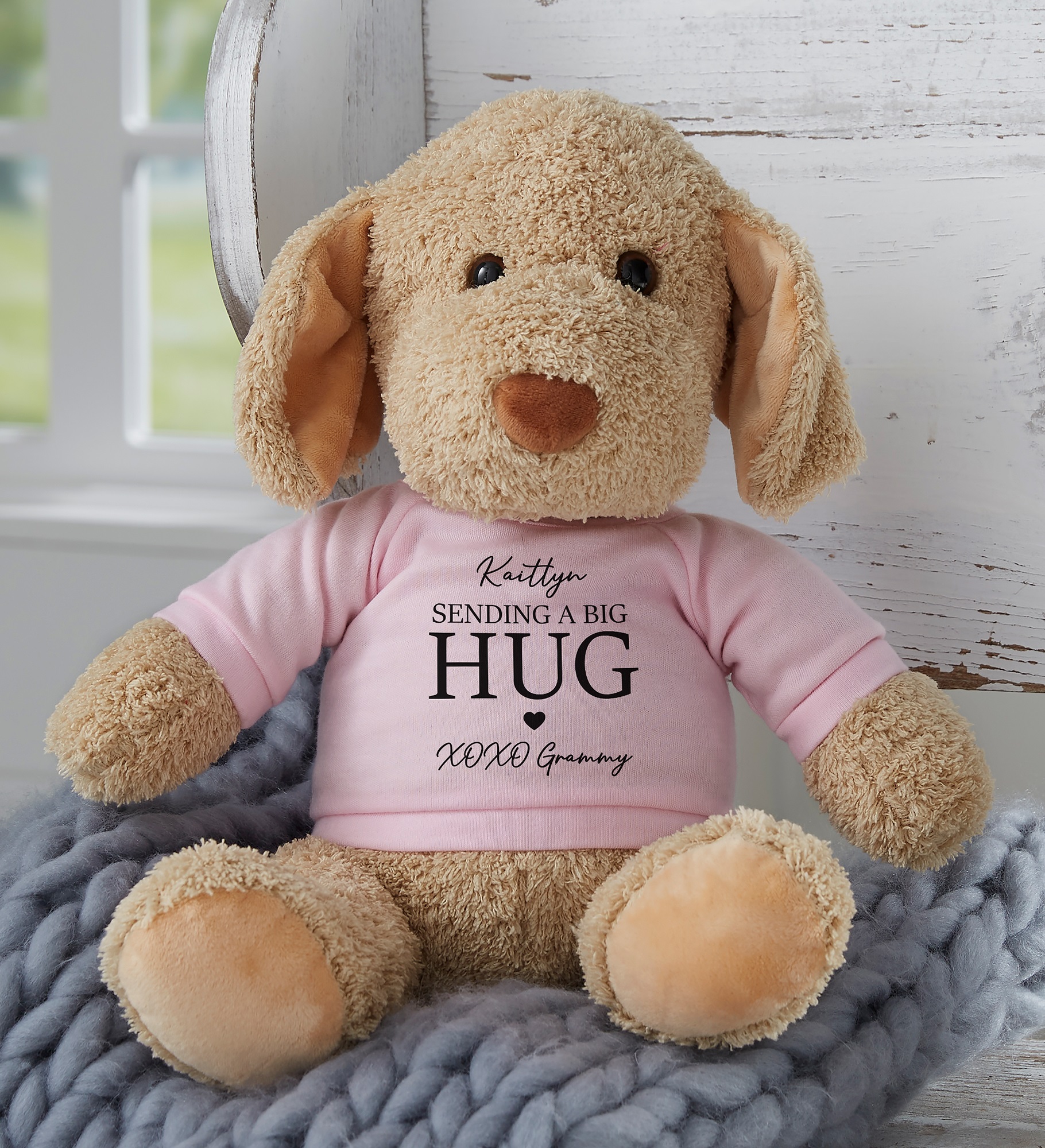 Sending Hugs Personalized Plush Dog Stuffed Animal