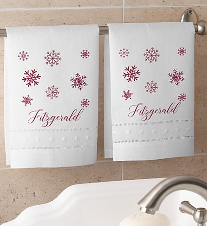 Winter Wonderland Personalized Linen Guest Towel Set