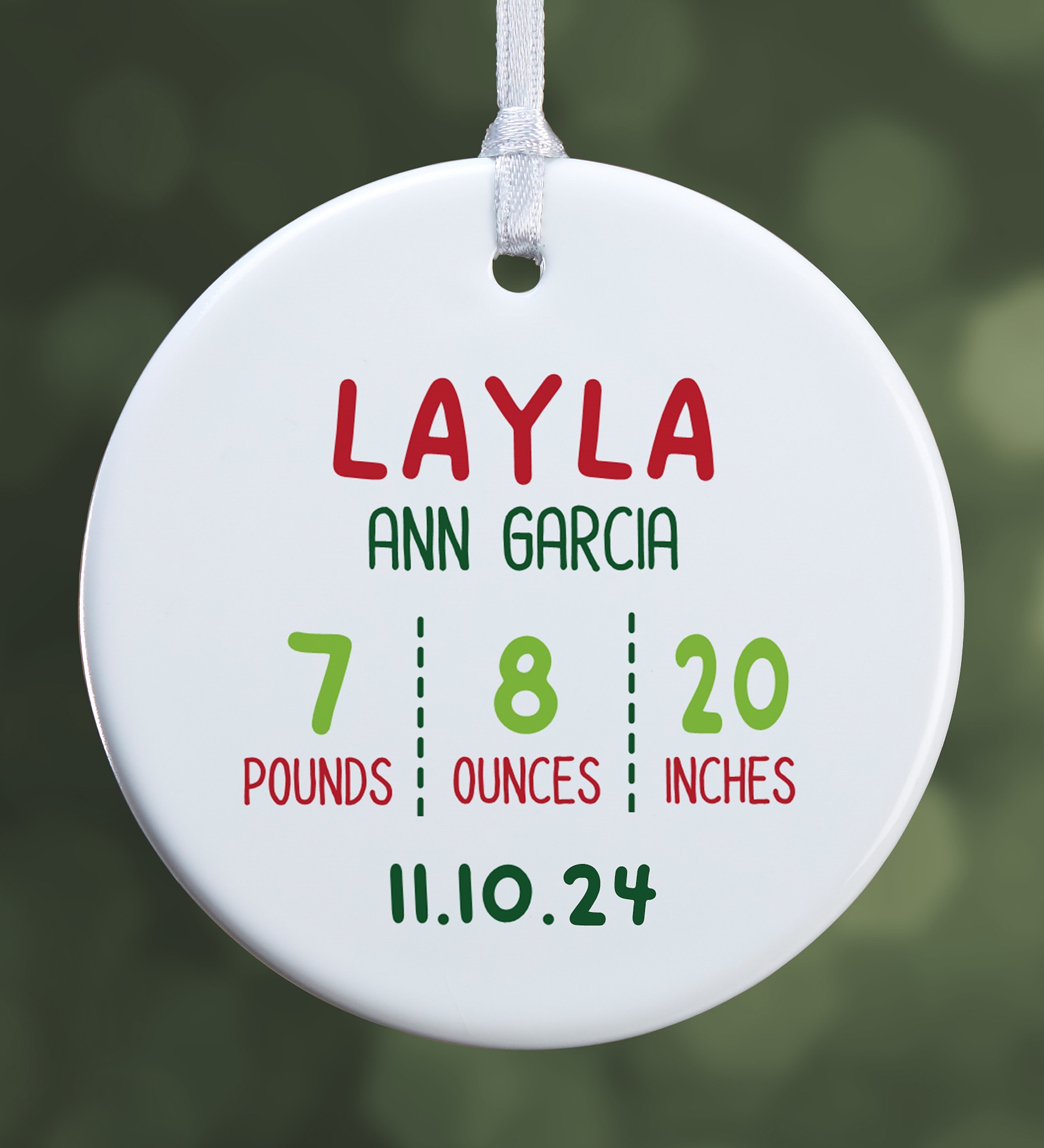 Newly Loved Baby Info Personalized Christmas Ornament