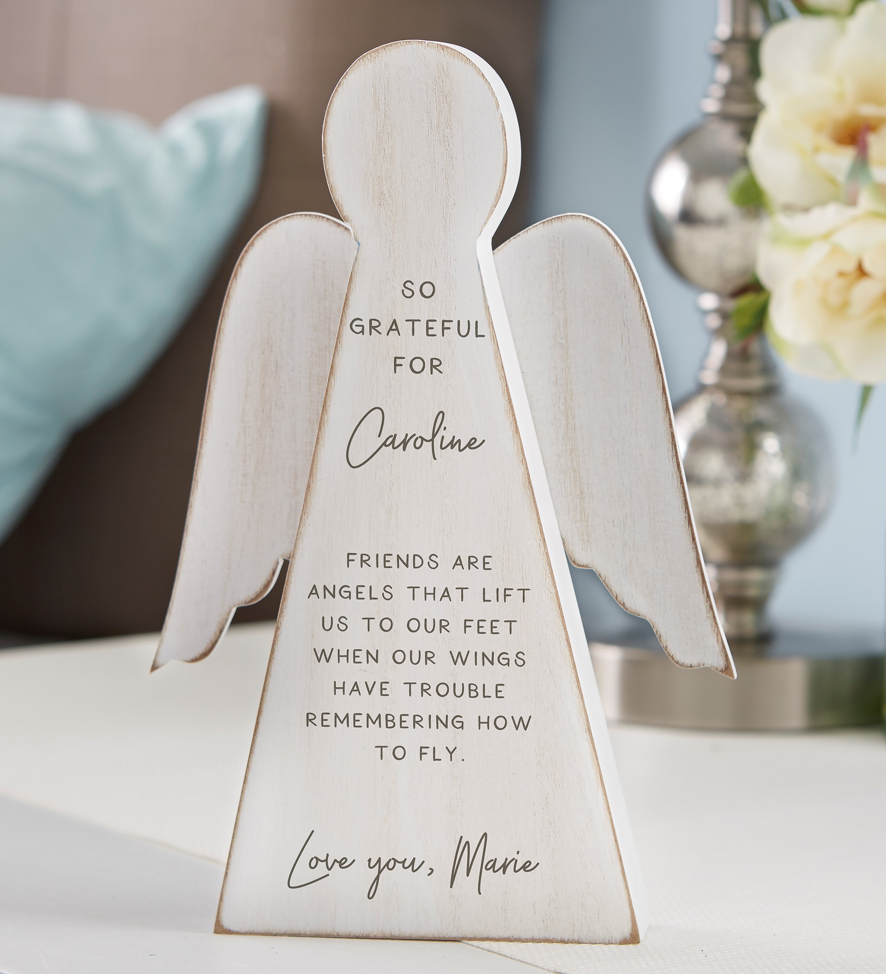 Grateful For You Personalized Wood Angel