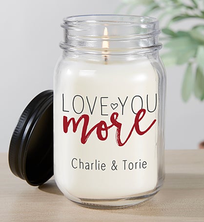 Love You More Personalized Farmhouse Candle Jar