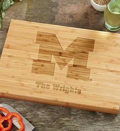 NCAA Michigan Wolverines Personalized Bamboo Cutting Board
