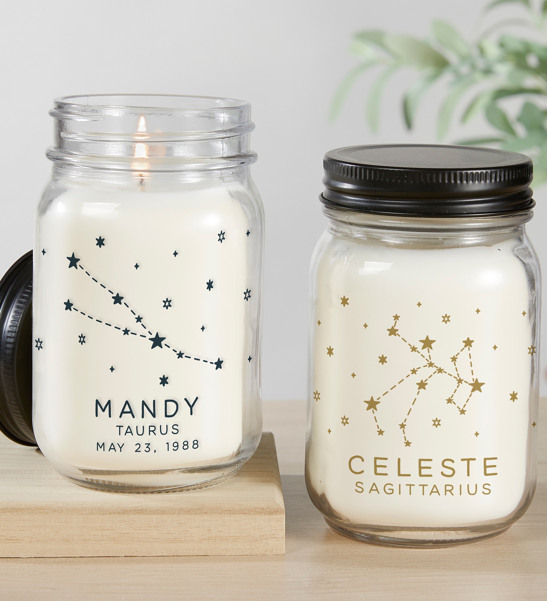 Zodiac Constellations Personalized Farmhouse Candle Jar 