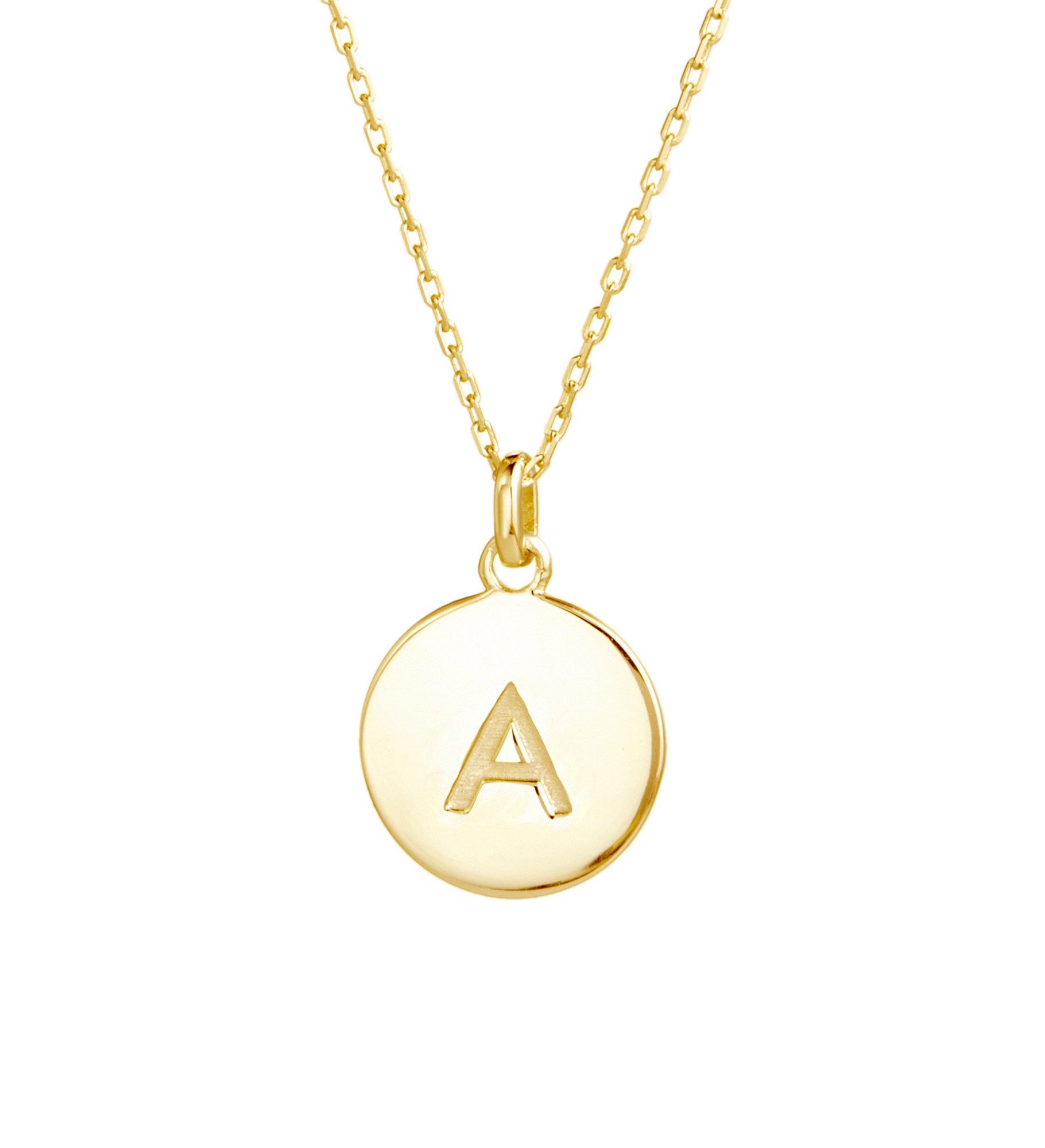 Engraved Initial Disc Necklace
