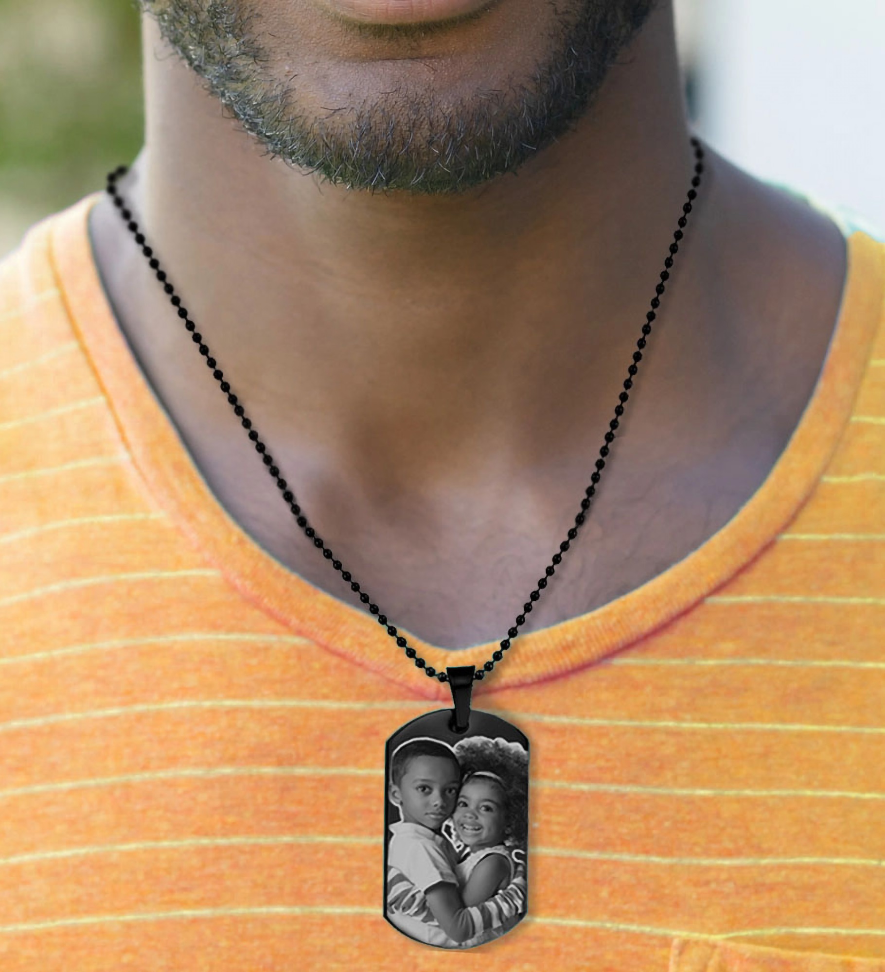Personalized Black Stainless Photo Dog Tag Pendant