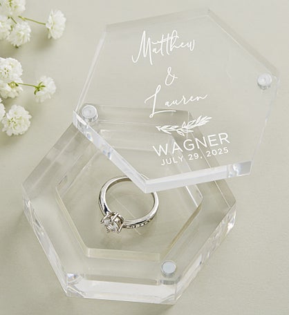 Elegant Couple Personalized Acrylic Ring Box