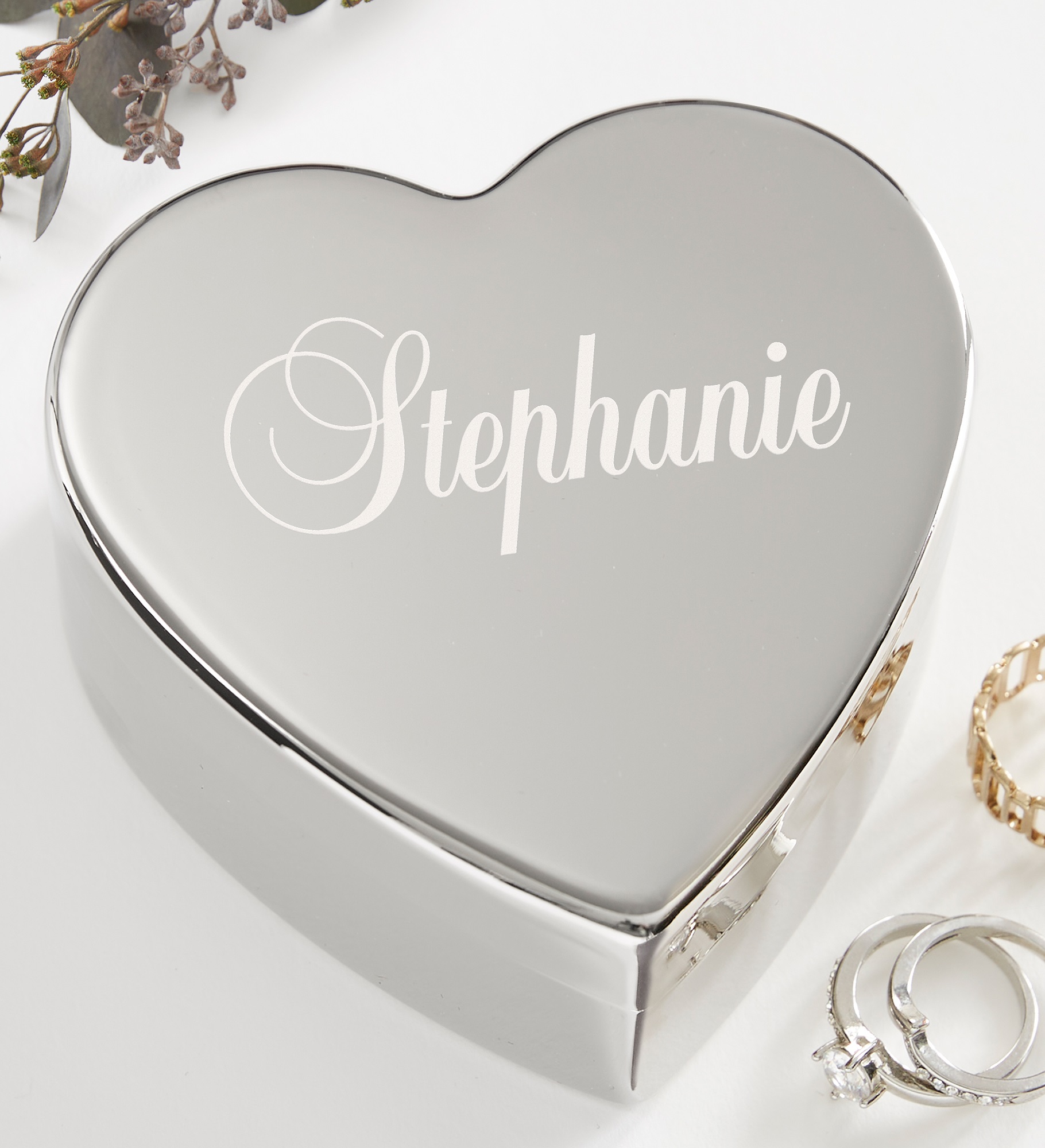 Beautiful Reflections Personalized Silver Heart Keepsake Box