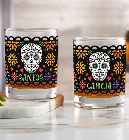 Day of the Dead Personalized Drinking Glasses