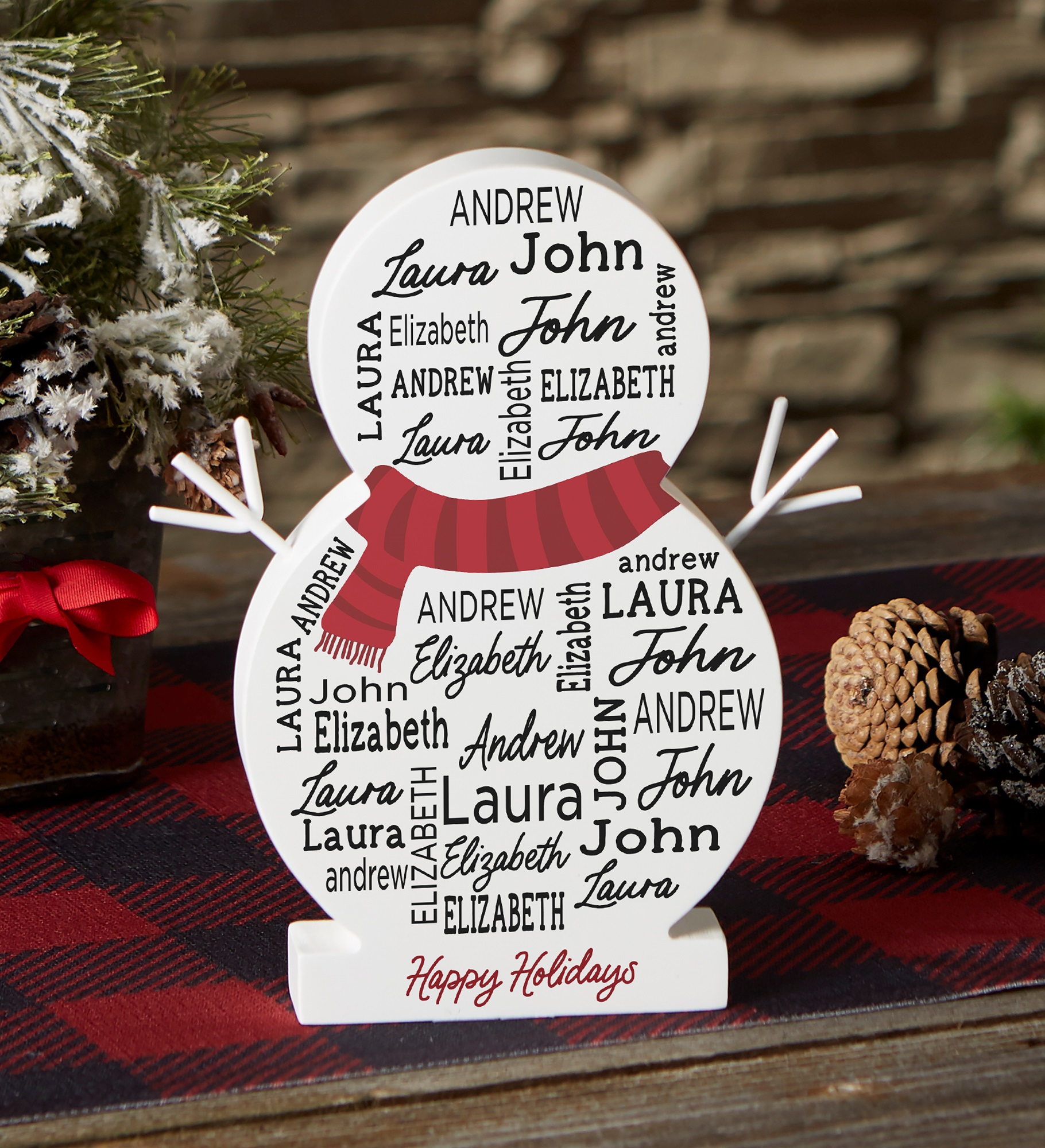 Snowman Repeating Name Personalized Wooden Snowman