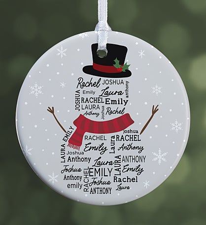 Snowman Repeating Name Personalized Ornament