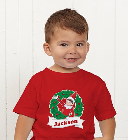 The Elf on the Shelf® Wreath Personalized Kids Shirts