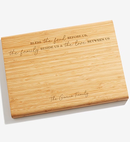 Bless the Food Before Us Personalized Bamboo Cutting Board