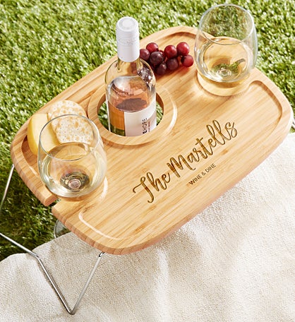 Seasonally Script Personalized Wine Picnic Tray