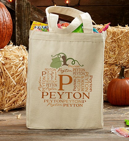 Fall Repeating Name Personalized Canvas Tote Bags