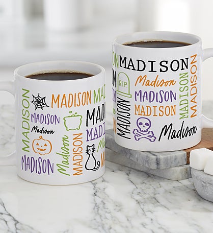 Halloween Repeating Name Personalized Coffee Mugs