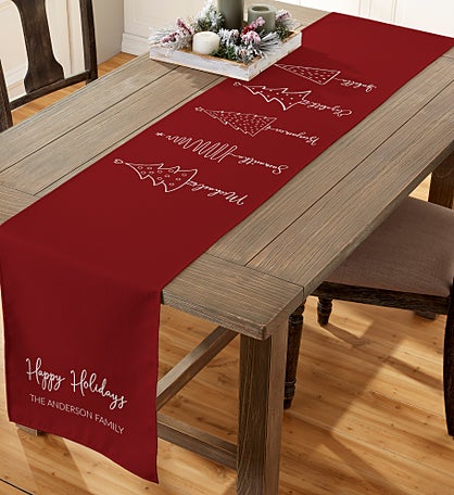 Scripted Christmas Tree Personalized Table Runner
