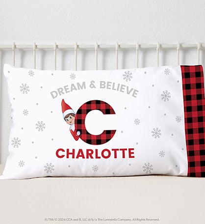 The Elf on the Shelf® Plaid Personalized Pillowcase