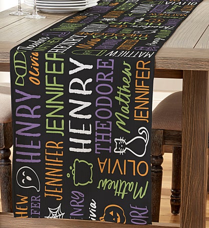 Halloween Repeating Name Personalized Table Runner